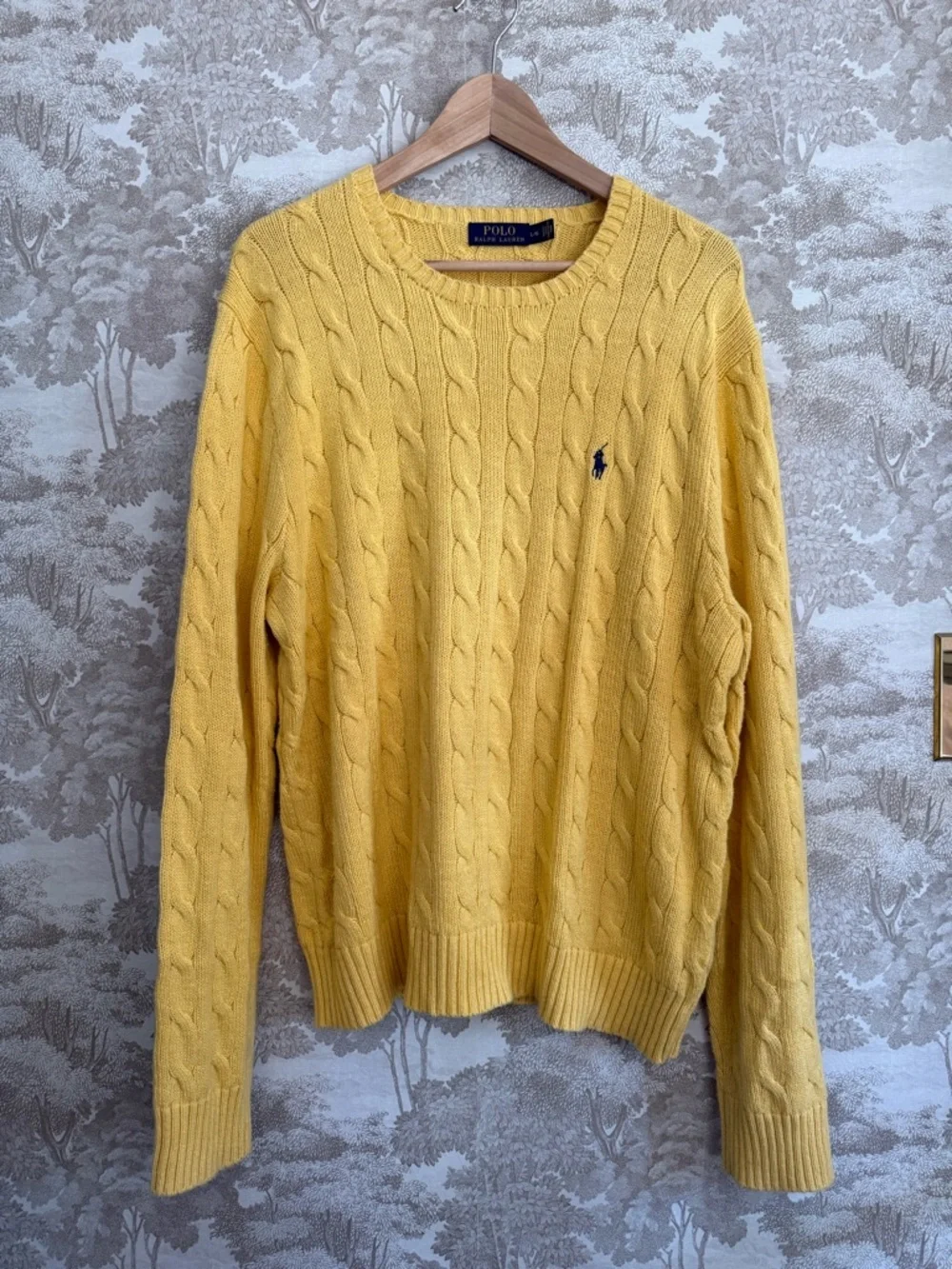 Ralph Lauren Men’s Yellow Cable-Knit Crewneck Sweater